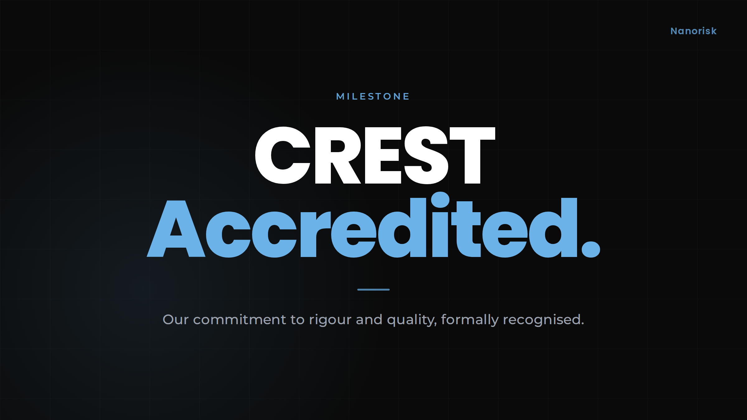 Nanorisk achieves CREST accreditation milestone