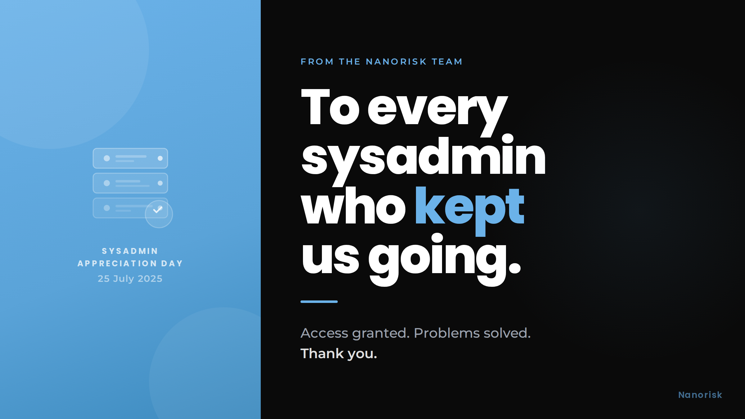 Sysadmin Appreciation Day shoutout