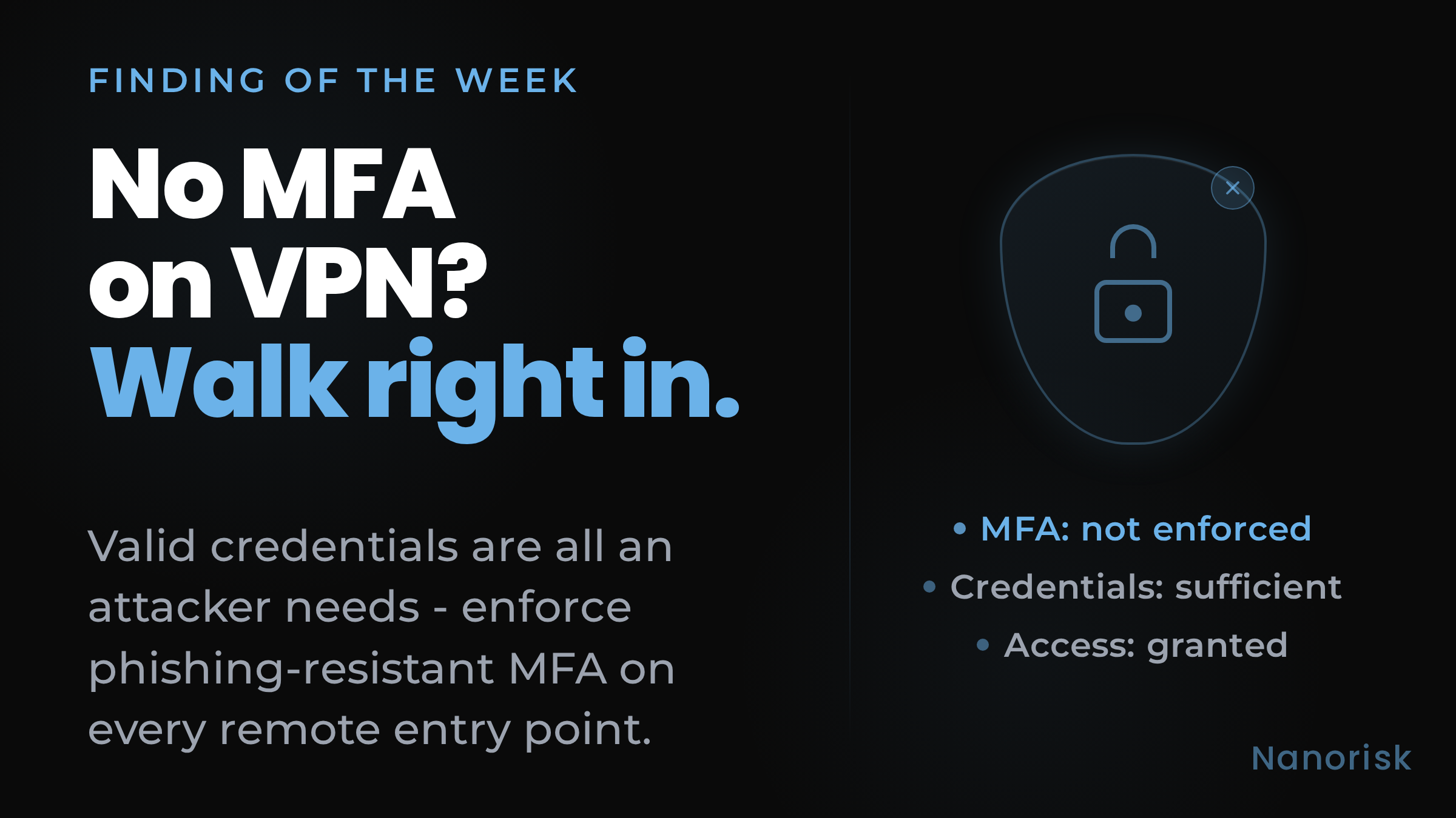 MFA missing on VPN and remote access