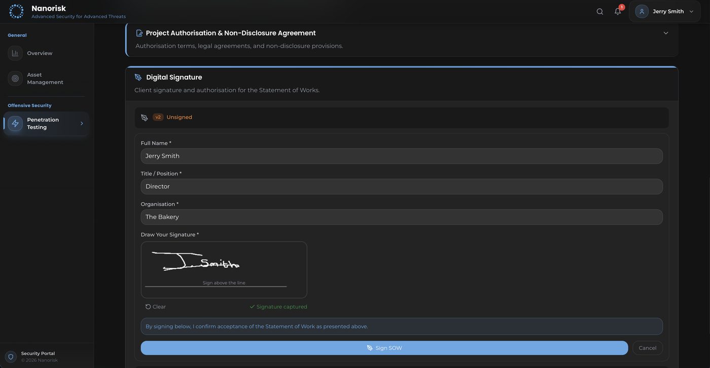Digital Authorisation Form and Quote